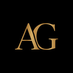 Leinwandbilder - Elegant gold ag initials logo on black background
