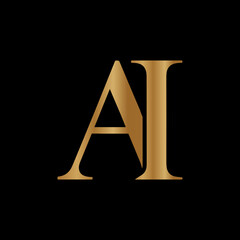 Leinwandbilder - Gold ai letters logo on black background