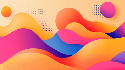 Wall Mural - abstract vibrant wavy shapes