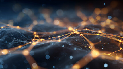 Poster - Abstract network connection background with lines and dots representing data flow and connectivity