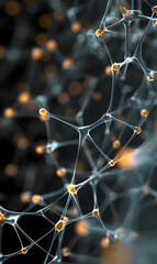Poster - Abstract neural network connections with nodes representing artificial intelligence and digital technology innovation concepts