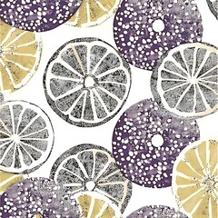 Poster - Abstract Citrus Fruit Pattern with Textured Surface and Soft Color Palette Aesthetic