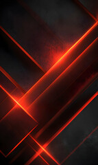 Poster - Striking abstract digital artwork featuring glowing red lines against a textured dark background