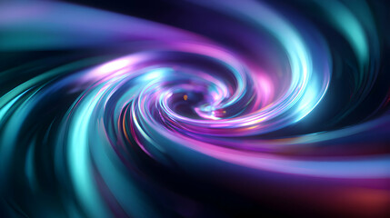 Poster - Captivating abstract spiral of light in teal and purple colors dynamic and visually stunning background