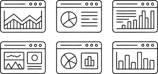 Fototapete - Dashboard Widgets Vector Set with Graph KPI Chart Cards for Data Visualization Design