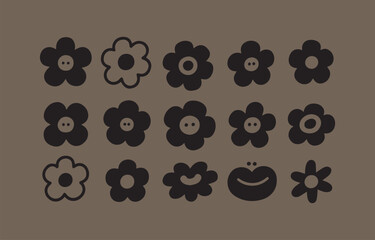 Poster - Collection of sixteen unique black and white flower illustrations with varying styles and designs suitable for various creative projects