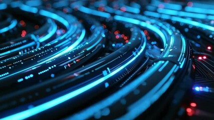 Poster - Dynamic fiber optic cables concept with vibrant colors. Abstract technology and communication