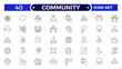 © artshuvo - Community Outline icon set. Containing people, friendship, social, diversity, village, relationships, support and community development icons. People, social, group, human, team, population.