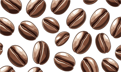 vector illustration featuring a scattered arrangement of roasted coffee beans, elliptical shapes, sl