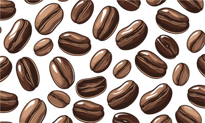 vector illustration featuring a scattered arrangement of roasted coffee beans, elliptical shapes, sl