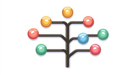 Poster - Colorful circular nodes connected by branches, illustrating a network or family tree concept in a playful, abstract style.