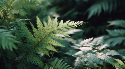Poster - Lush green ferns create a vibrant and tranquil atmosphere, highlighting the beauty of nature in a forested setting.