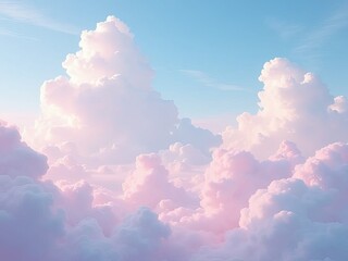Wall Mural - Beautiful sky background with tiny clouds. 3d render illustration.