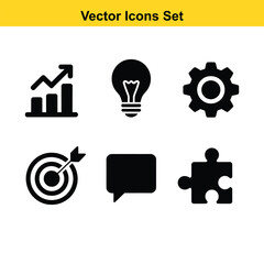 Fototapete - Set of six business icons for growth strategy and teamwork