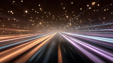 Aufkleber - Dynamic light trails create a sense of speed and movement against a dark background, evoking energy and motion.