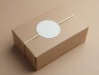© Aitfatoul - Round sticker mockup for gift, product label mockup, circle gift tag, thank you sticker on kraft paper box,autocollant, rond, cercle, adhésive, étiqueter,