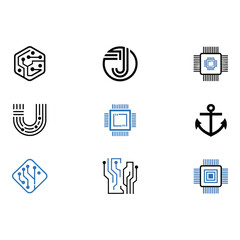 Fototapete - Collection of technology and design logos isolated on white background