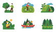 © NIKCHAN - Vector cartoon Christmas tree icons collection with holiday celebration symbols for decoration design