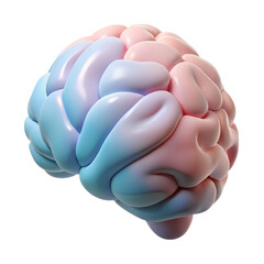 Poster - Pastel Pink and Blue 3D Rendered Brain Icon isolated on a transparent background 3D rendering
