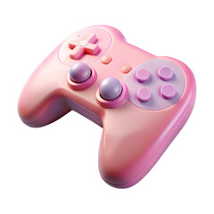 Poster - Pink and Purple 3D Rendered Gaming Controller Icon isolated on a transparent background 3D rendering