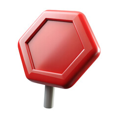 Poster - Red Hexagonal Stop Sign 3D Rendering Icon Isolated on a transparent background image