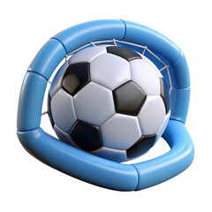 Poster - Soccer Ball in Light Blue Goal 3D rendering icon isolated on a transparent background football