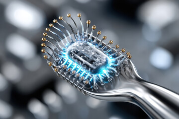 Poster - Advanced technology device showcasing futuristic design and innovation in a lab setting