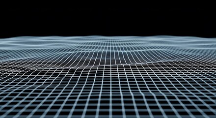 Abstract Grid Surface Waving on Black Background