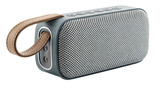 Portable bluetooth speaker with leather strap isolated on transparent background