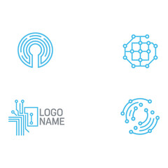 Fototapete - Four abstract technology logos isolated on white background