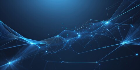 Aufkleber - Vibrant blue abstract digital network design illustrating connectivity and technology at night