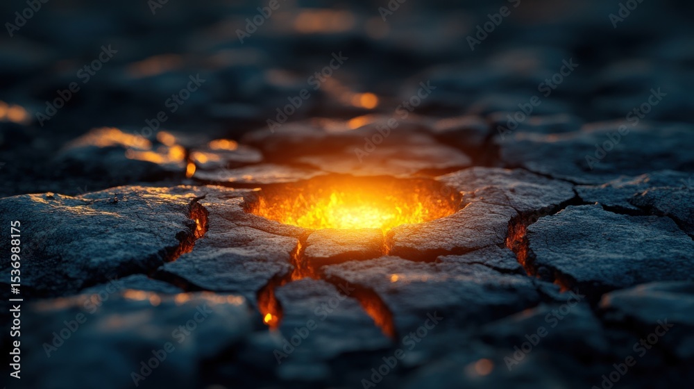 Glowing fire in cracked earth. Stock Illustration | Adobe Stock