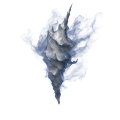 Wall Mural - abstract stone sculpture emerging from white vapor cloud