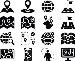 Poster - Location Pin Icon Set Map Navigation Minimalist GPS Marker Vector Collec