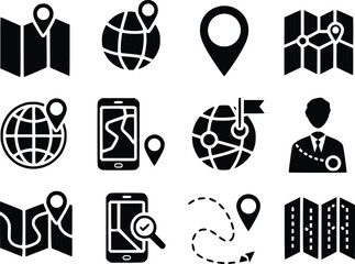 Poster - 
Location Pin Icon Set Map Navigation Minimalist GPS Marker Vector Collection