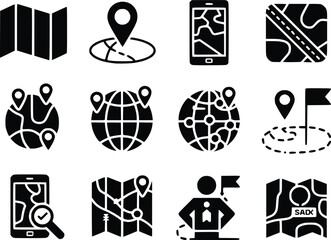 Poster - 
Location Pin Icon Set Map Navigation Minimalist GPS Marker Vector Collection