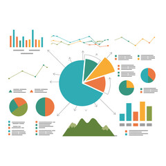 Poster - Infographic elements with pie charts line graphs and bar graphs
