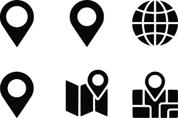 Poster - 
Location Pin Icon Set Map Navigation Minimalist GPS Marker Vector Collection