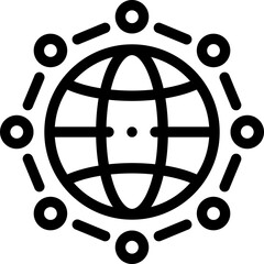 Poster - Illustration of global network icon connecting world with nodes for internet communication and worldwide connectivity design vector