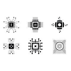 Fototapete - Six circuit board designs isolated on white background