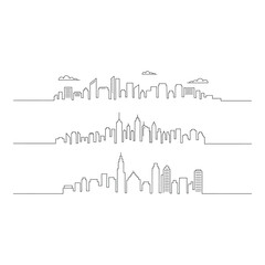 Aufkleber - Three city skyline outlines isolated on white background
