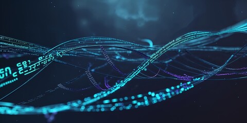 Aufkleber - Digital data streams and connections flowing harmoniously in a virtual environment at nighttime