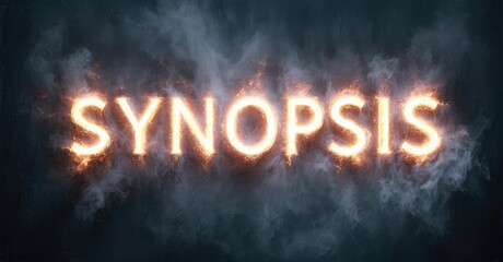 Aufkleber - Glowing text spells synopsis. Dark background features smoky, swirling effects. Dramatic lighting creates intense visual impact.