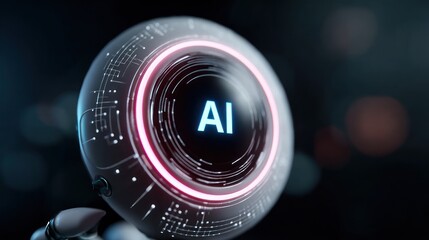 Poster - Ai technology sphere close up view