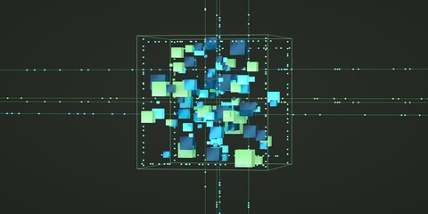 Poster - 3d render technology, data transfer, database, llm, large language model concept, generative ai, art
