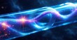 © antishock - Bright energy flows within tubular structure. Vivid blue, purple hues dominate dark background. Sparkling particles create dynamic visual effect.