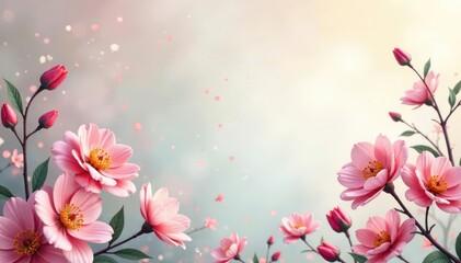 Wall Mural - subtle floral print, continuous loop, soft hues , ornamental, pattern, subtle