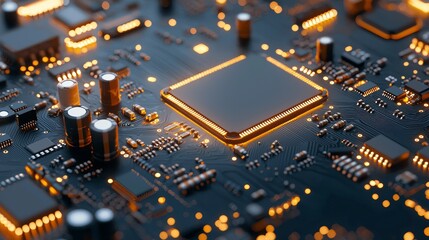 Poster - Innovative circuit board technology electronics lab close-up image tech environment macro view advanced engineering insight
