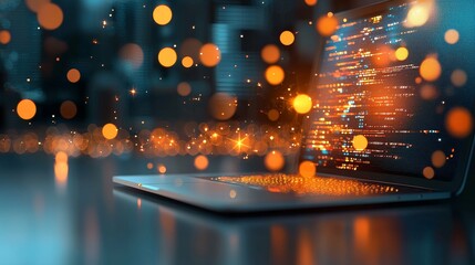 Poster - Captivating digital transformation office setting technology visualization modern environment angled view innovation impact