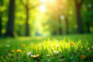 Wall Mural - abstract blurred nature scene, soft focus bokeh effect, spring, wallpaper